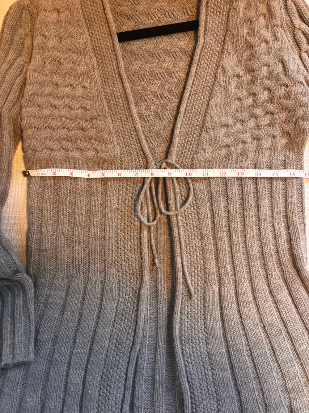 Women’s Cable Knit Tie-Front Cardigan Sweater - Light Brown